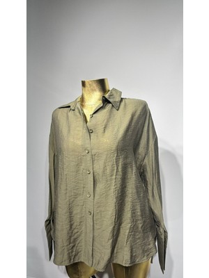 Katlamalı Kol Detay Uzun Gömlek