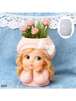 Yoyomold Şapkalı Öpücük Atan Şirin Kız Sukulen Saksı Mumluk Silikon Kalıp