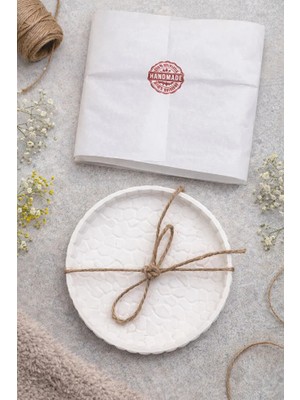 Yoyomold Yuvarlak Desenli Beyaz Takı Tabağı-Sunumluk-Tasarım Biblo