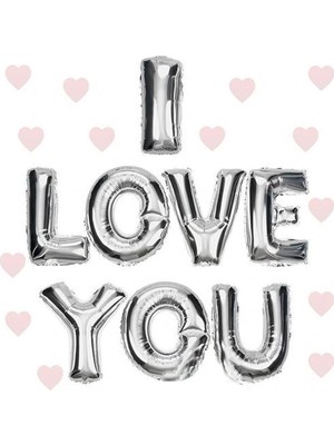 Neonova I Love You Folyo Balon Gümüş Renk 35 cm