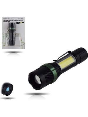 Neonova Metal El Feneri USB Şarjlı 4 Kademeli Zoomlu Gs 500