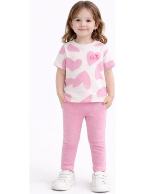 Melodi Kids Kız Çocuk Yazlık Tişört Tayt Takım Pamuklu