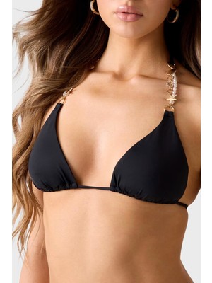 Guess Zincirli Üçgen Bikini Üst E6GJ00KF412 Bayan Bikini Üstü E6GJ00 KF412 Jblk