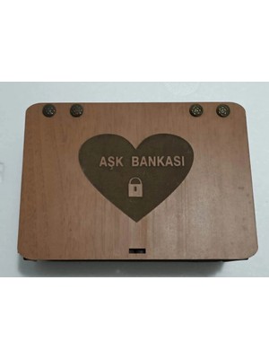 Neonova Aşk Bankası Ahşap Hediye Kutusu Sevgiliye Hediye