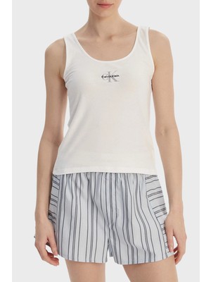 Calvin Klein Streç Pamuklu Yuvarlak Yaka Logolu Atlet LV00QS7603100 Bayan Atlet LV00QS7603 100
