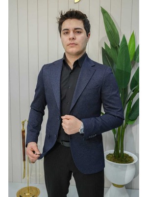Beystil Mono Yaka Lacivert Ceket 416 - Slim Fit