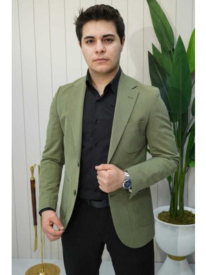 Beystil Mono Yaka Yeşil Ceket 572- Slim Fit