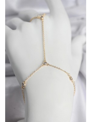 Marsilyan Pirinç Gold Renk Zirkon Taşlı Kadın Şahmeran - TJ-SN746