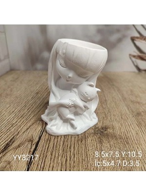 Yoyomold YY3217 Kediyle Uyuyan Kız Saksı Silikon Kalıp