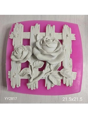 Yoyomold YY2817 Çitli Güllü Duvar Süsü Silikon Kalıp