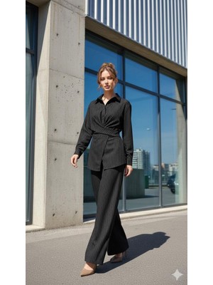 Nerm Çizgili Gömlek Pantolon Takım