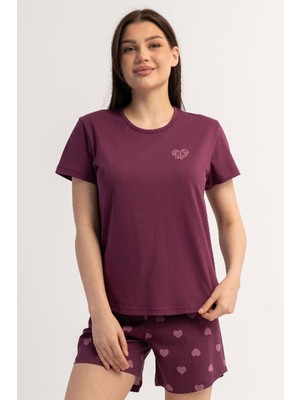 Vienetta Pamuklu Kadın Kısa Kol Şortlu Pijama Takım, 601032
