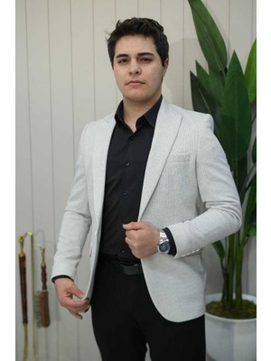 Beystil Sivri Yaka Açık Kahve Kırçıllı Ceket Garcia- Slim Fit