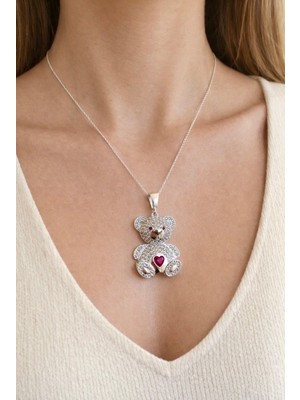 Miraç Gümüş Takı Atölyem 925 Ayar Gümüş Zirkon Taşlı Özel Tasarım Kolye