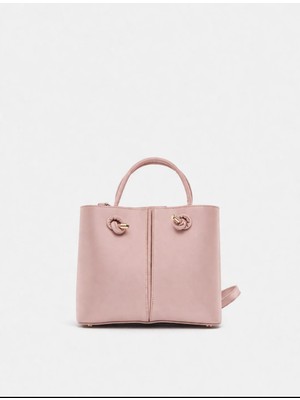 Özüm Çanta Kadın 3 Bölmeli Uzun Askılı Kol ve Omuz Çantası Pudra Rengi