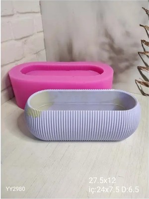 Yoyomold YY2980 Çizgili Saksı Uzun 27.5cm Silikon Kalıp