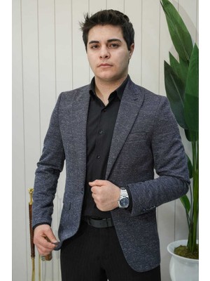 Beystil Sivri Yaka Kırçıllı Lacivert Ceket Eylül- Slim Fit