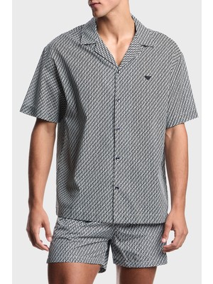 Emporio Armani % 100 Pamuk Desenli Relaxed Fit Kısa Kollu Gömlek Erkek Gömlek EM000593 AF20439 F0026