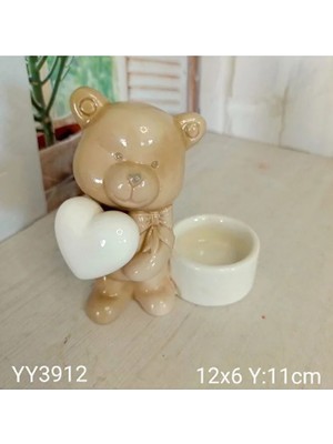 Yoyomold YY3912 Kalp Tutan Ayıcık Tea Lıght Mumluk Silikon Kalıp