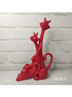 Yoyomold YY2159 Birbirine Sarılan Kedi Biblo Kırmızı Silikon Kalıp