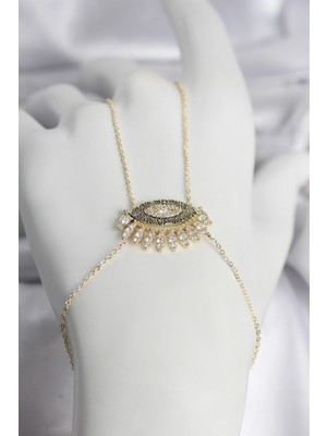 Marsilyan Pirinç Gold Renk Zirkon Taşlı Göz Model Kadın Şahmeran - TJ-SN747