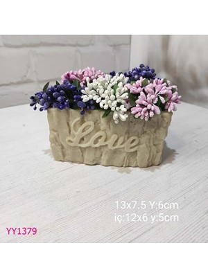 Yoyomold Love Yazılı Kütük Saksı Silikon Kalıp