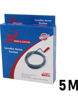 Neonova Deniz El Aletleri ( 5mt ) ( Susta ) ( Spiral Esnek Yay ) Lavabo &amp; Gider Boru Açar*48