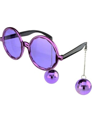 Neonova Disko Toplu Küpeli Parti Gözlüğü Mor Renk 15X16 cm