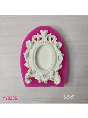 Yoyomold YY0355-KENARLARI Oymalı Ortası Elips Çerçeve Silikon KALIP-6,5X9CM