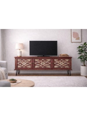 Boz Yapı Dekorasyon Woodnew Demir Ayak Üç Kapaklı Tv Ünitesi Konsol