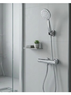 Datatek Çok Fonksiyonlu 4 Modlu El Duşu Başlığı Krem Duş Seti Spiral Hortumlu