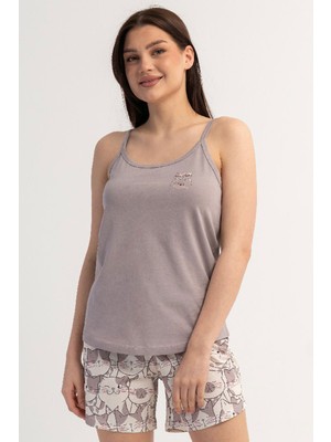Vienetta Pamuklu Kadın Ip Askılı Şortlu Pijama Takım, 512072