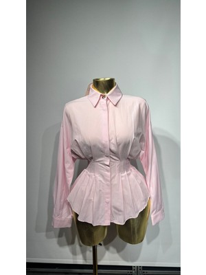 Gold Düğmeli Korse Detay Gömlek