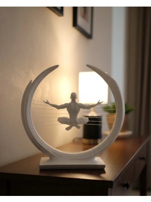 Datatek 3D Zen Heykeli Ay Formlu Meditasyon Yapan Insan Figürü Dekor
