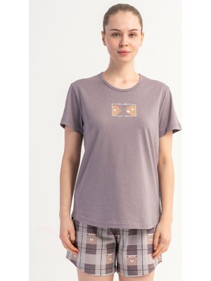 Vienetta Pamuklu Kadın Kısa Kol Şortlu Pijama Takım, 512057
