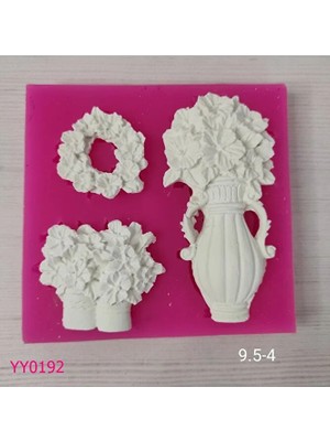 Yoyomold YY0192-ÇIÇEKLI Vazo Saksıda Vazo Yuvarlak Çiçek Halka Silikon Kalıp-4-9,5
