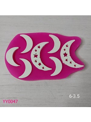 Yoyomold YY0047-AY Hilal 7li Bazıları Yıldızlı Silikon Kalıp-3,5x6
