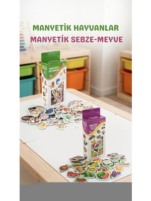Datatek Eğitici Manyetik Oyuncak Seti, 30 Hayvan 26 Sebze ve Meyve Magnet