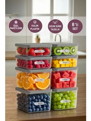 Selka Home 4 Adet 0.5 ve 4 Adet Derin 1 Lt. Nora Organizer Buzdolabı Buzluk Düzenleyici Saklama Kabı