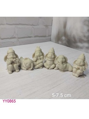YOYOMOLD YY0865 Altılı Oturan Tavşanlar Biblo Set Silikon Kalıp