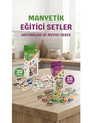 Renklime Eğitici Manyetik Hayvan ve Sebze Meyve Seti 56 Parça Magnet