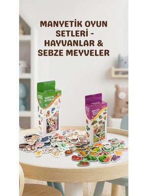 Renklime Eğitici Manyetik Oyuncak Seti 56 Parça Hayvan Sebze Meyve Magnet