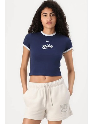 Nike Club Fleece Ft Mr 4" Gx Kadın Bol Kesim Krem Rengi Şort