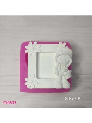 YOYOMOLD YY0533 Çiçekli Kızlı Kare Çerçeve Silikon Kalıp