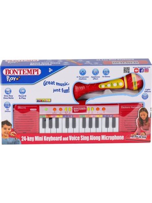 Renklime 4002120  Elektronik Mikrofonlu Org 24 Tuş Kırmızı