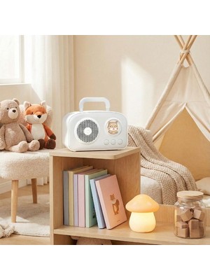 Neonova Sevimli Tasarımlı Taşınabilir Radyolu Bluetooth Hoparlör Beyaz