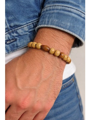 Kokoş Ahşap Boncuklu Erkek Bileklik