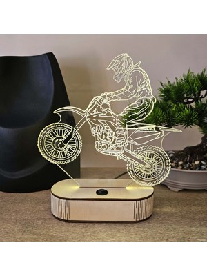 Lerad-Lazer Art Yarış Motosikleti  Kişiye Özel LED Gece Lamba – Isimli Pleksi Gece Lambası (Adaptörlü)