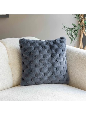 MYBEDESTEN Kırlent - Peluş - Hasır Desenli