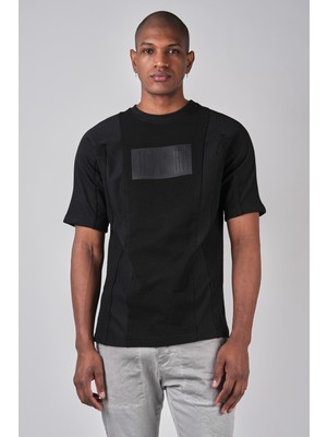 Ex-pent Kısa Kollu Siyah Renkli Düz Kesim, Baskılı T-Shirt